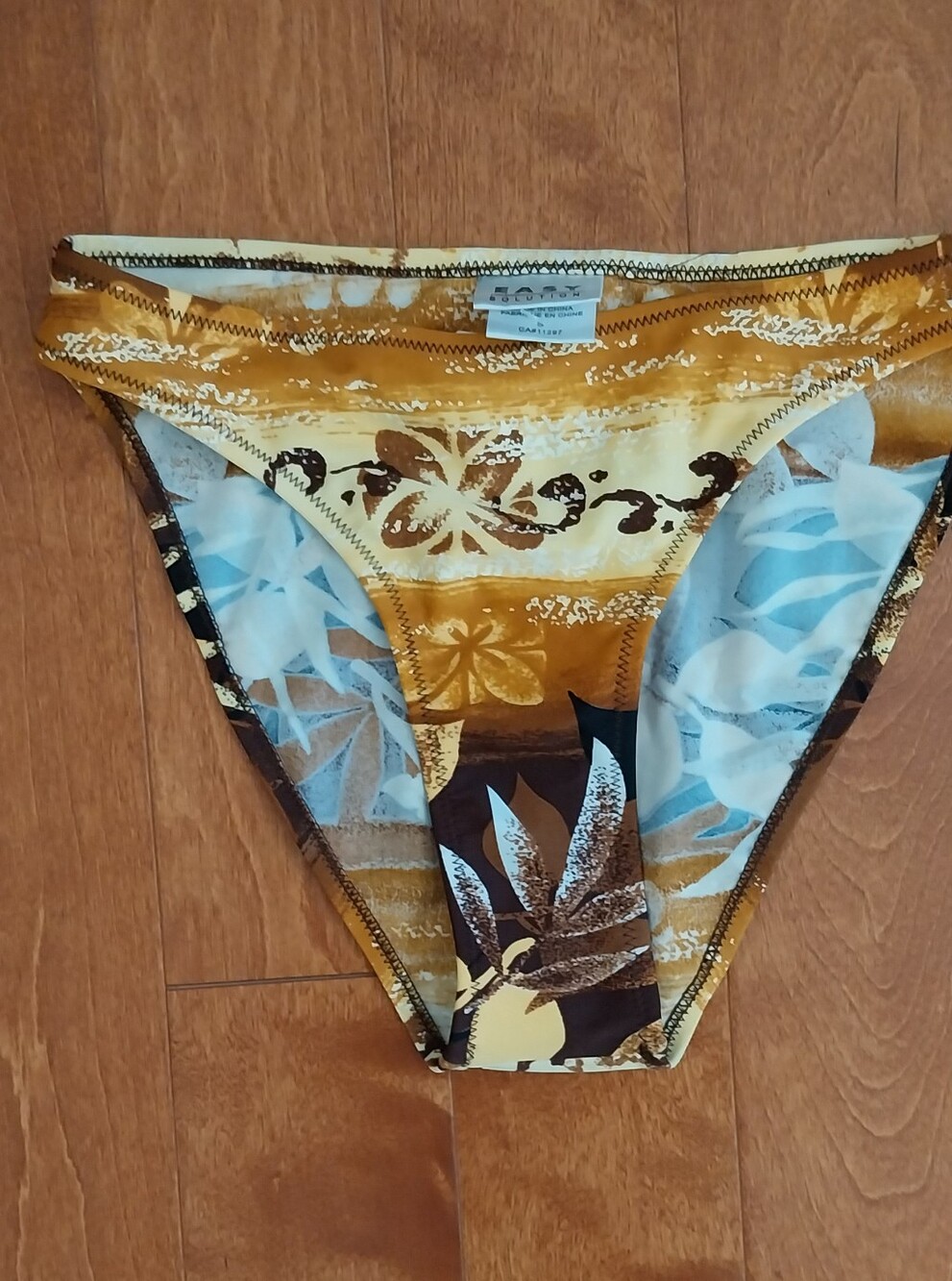 Tropical Floral Bikini Bottoms in Mustard & Blue